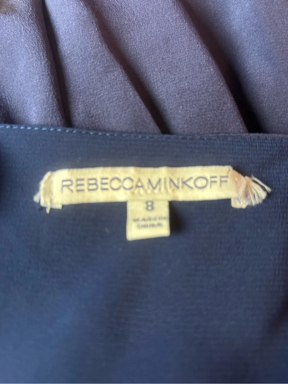 Rebecca Minkoff Women's 8 Blue Dress Belinda Silk Spaghetti Straps Tiered Hem